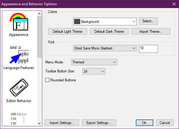 Editor Color Settings Dialog Editor Color Settings Dialog
