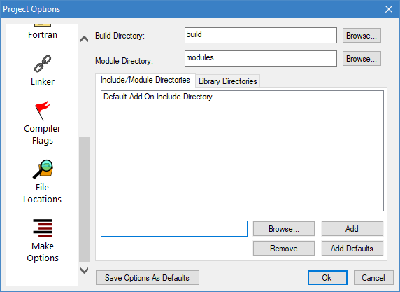 Project Options Dialog Project Options Dialog