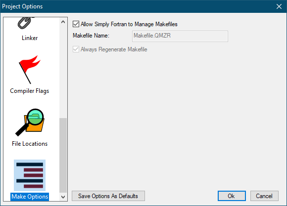 Project Options Dialog Project Options Dialog