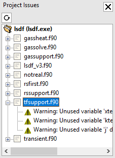 Project Issues panel Project Issues panel