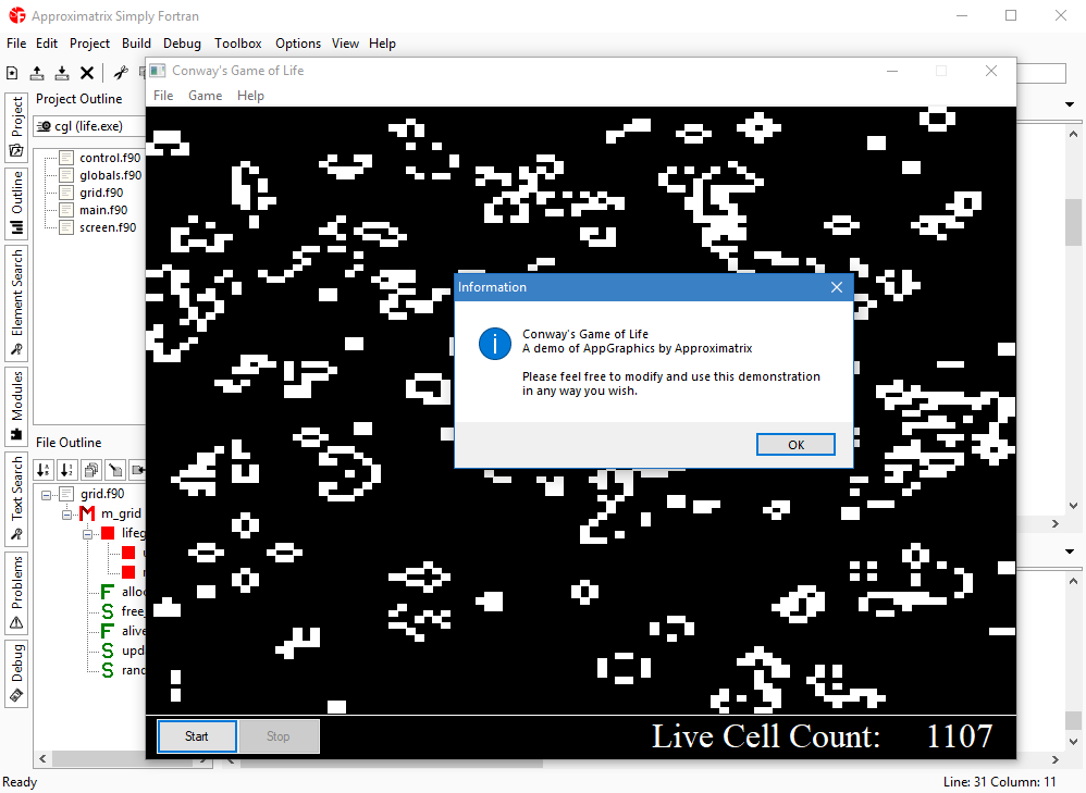 simply fortran window closes