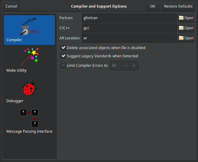 Compiler Options Dialog