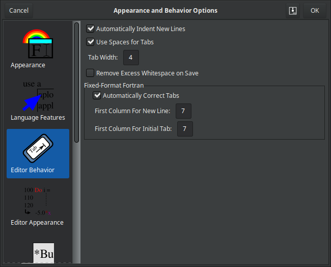 Editor Style Settings Dialog