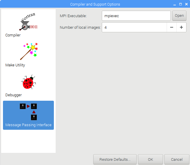 MPI Options Dialog