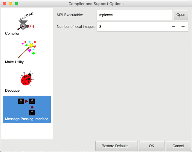 MPI Options Dialog