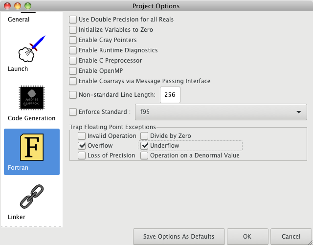 Project Options Dialog