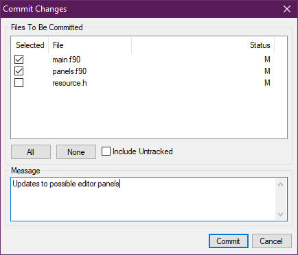 Simply Fortran's Commit Window