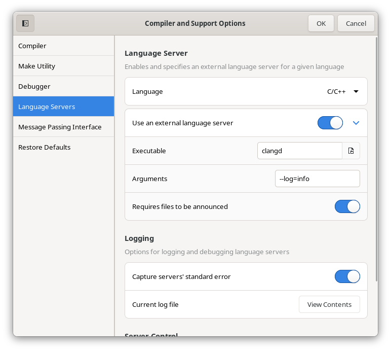 The language server category of Compiler and Support Programs in Simply Fortran